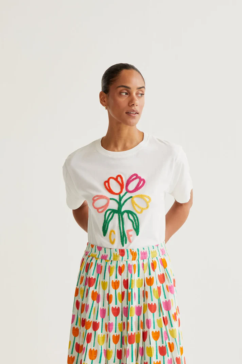 COMPANIA FANTASTICA CAMISETA CON BORDADO DE TULIPA - ROPA