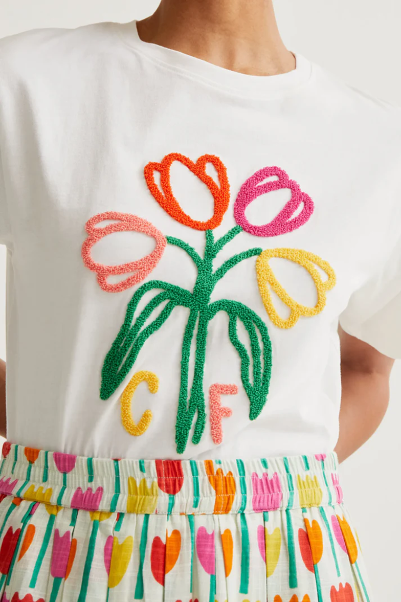 COMPANIA FANTASTICA CAMISETA CON BORDADO DE TULIPA - ROPA