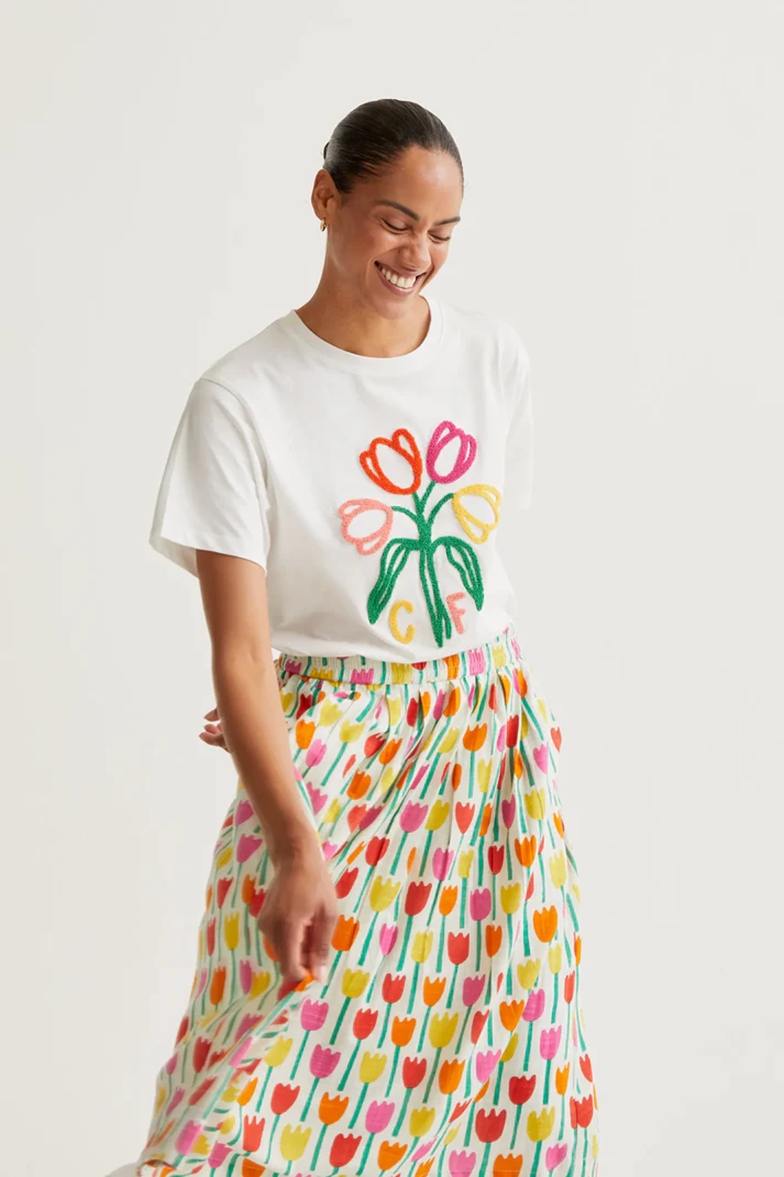 COMPANIA FANTASTICA CAMISETA CON BORDADO DE TULIPA - ROPA