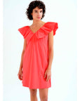 COMPAÑIA FANTASTICA VESTIDO CORTO ROJO 100% ALGODO
