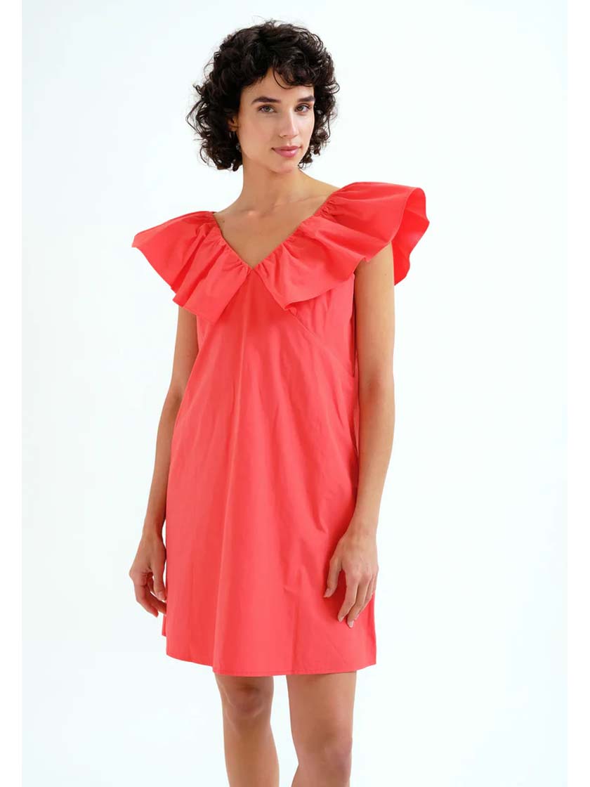 COMPAÑIA FANTASTICA VESTIDO CORTO ROJO 100% ALGODO