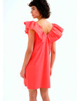COMPAÑIA FANTASTICA VESTIDO CORTO ROJO 100% ALGODO