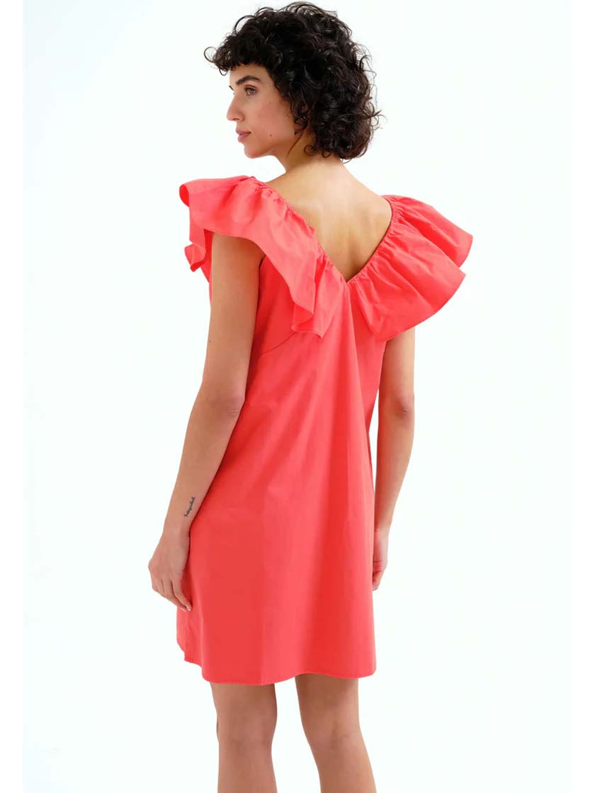 COMPAÑIA FANTASTICA VESTIDO CORTO ROJO 100% ALGODO