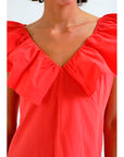 COMPAÑIA FANTASTICA VESTIDO CORTO ROJO 100% ALGODO