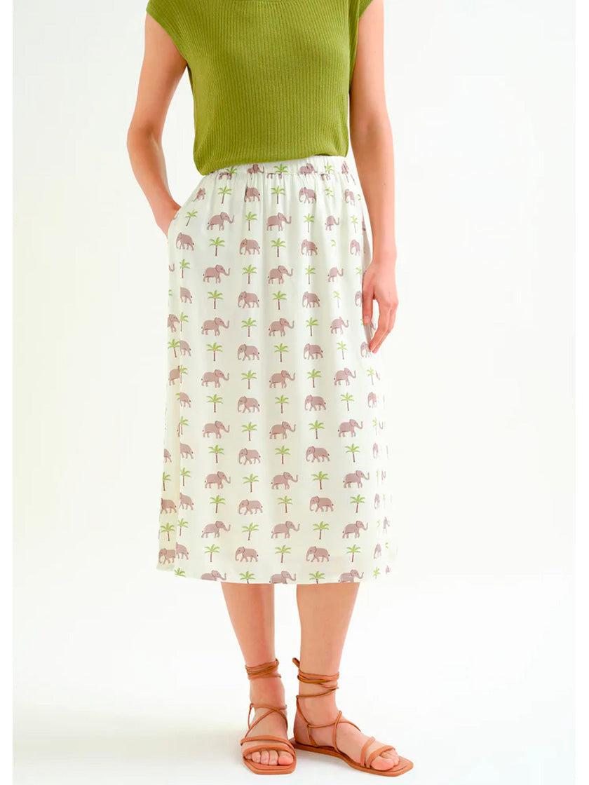 COMPAÑIA FANTASTICA FALDA CON ESTAMPADO ELEFANTE