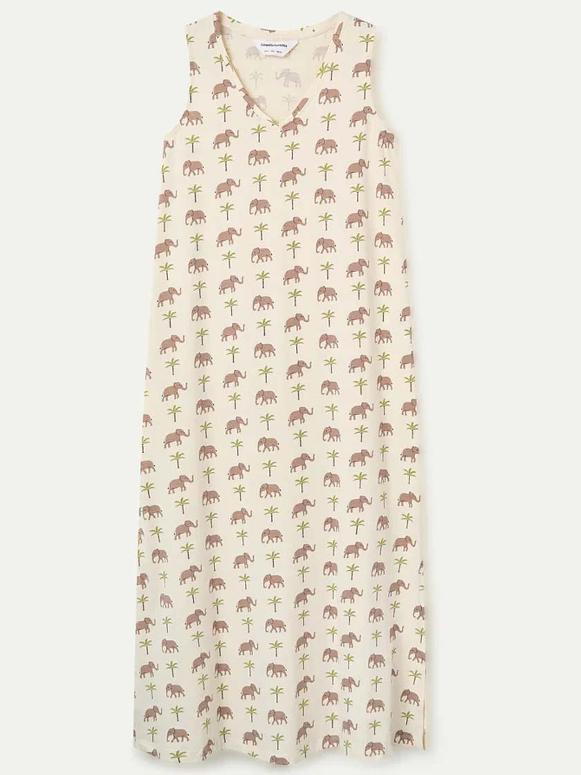 COMPAÑIA FANTASTICA VESTIDO LARGO CON ESTAMPADO ELEFANTE