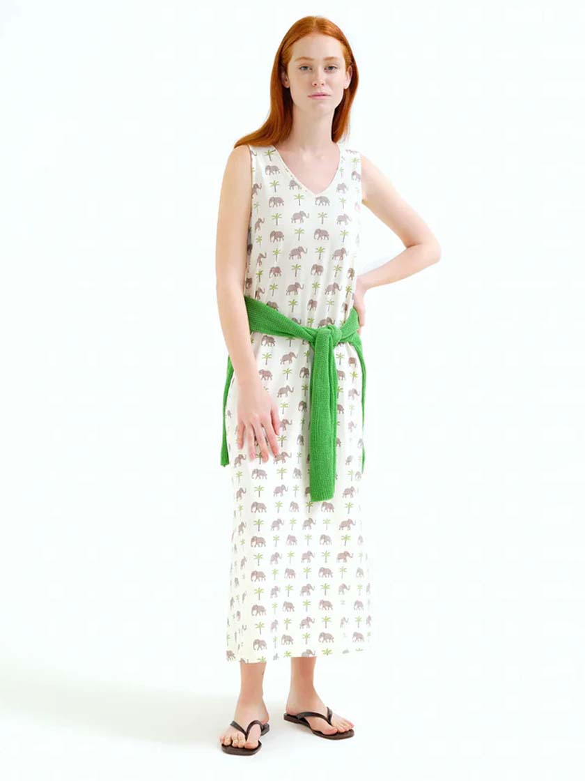 COMPAÑIA FANTASTICA VESTIDO LARGO CON ESTAMPADO ELEFANTE