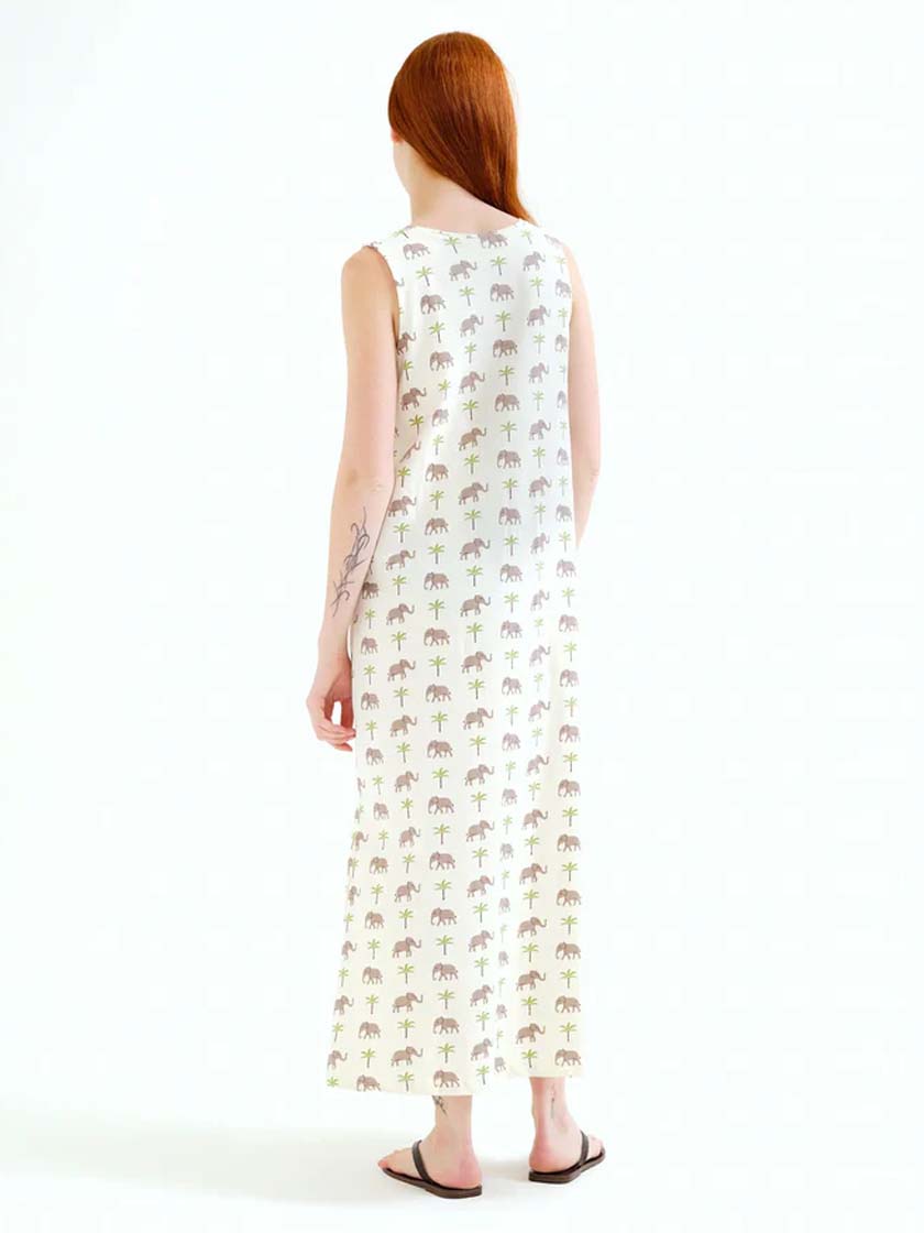 COMPAÑIA FANTASTICA VESTIDO LARGO CON ESTAMPADO ELEFANTE