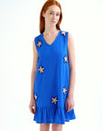 COMPAÑIA FANTASTICA VESTIDO CORTO 100% ALGODON AZU