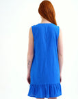 COMPAÑIA FANTASTICA VESTIDO CORTO 100% ALGODON AZU