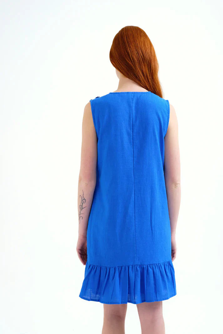 COMPAÑIA FANTASTICA VESTIDO CORTO 100% ALGODON AZU