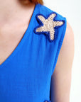 COMPAÑIA FANTASTICA VESTIDO CORTO 100% ALGODON AZU