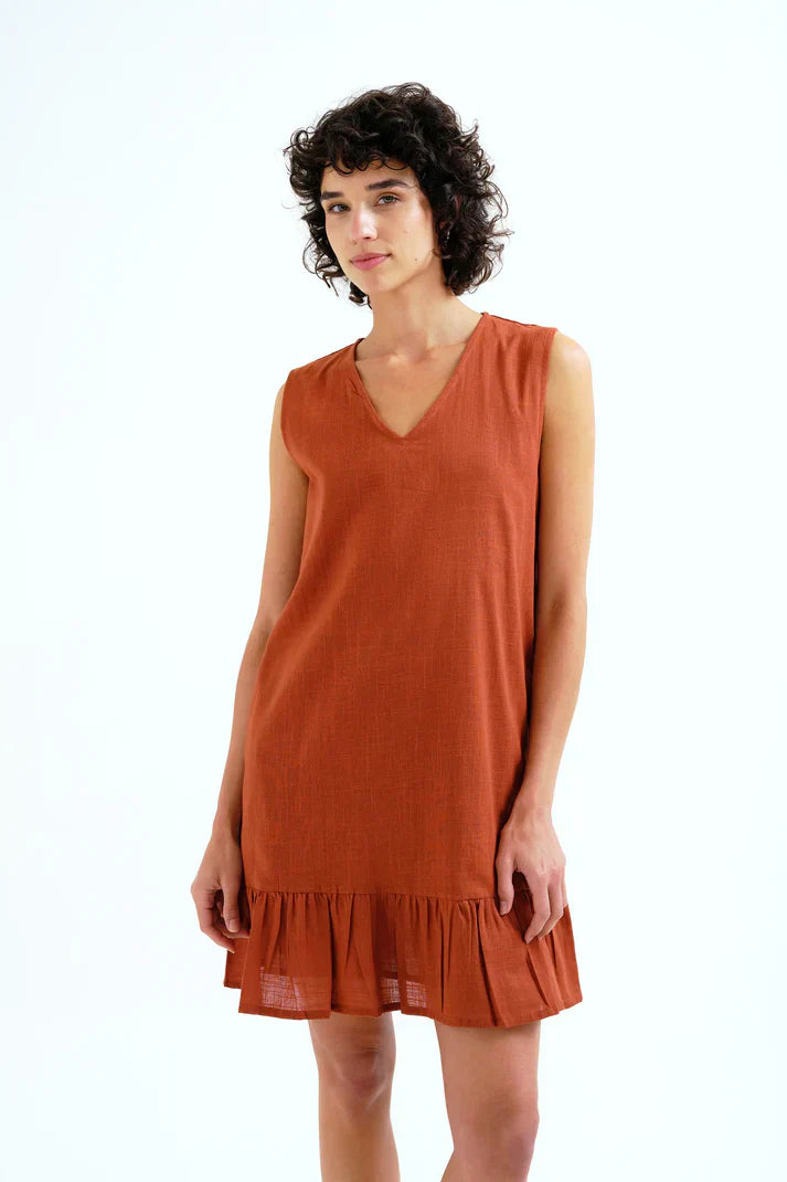 COMPAÑIA FANTASTICA VESTIDO CORTO 100% ALGODON MAR