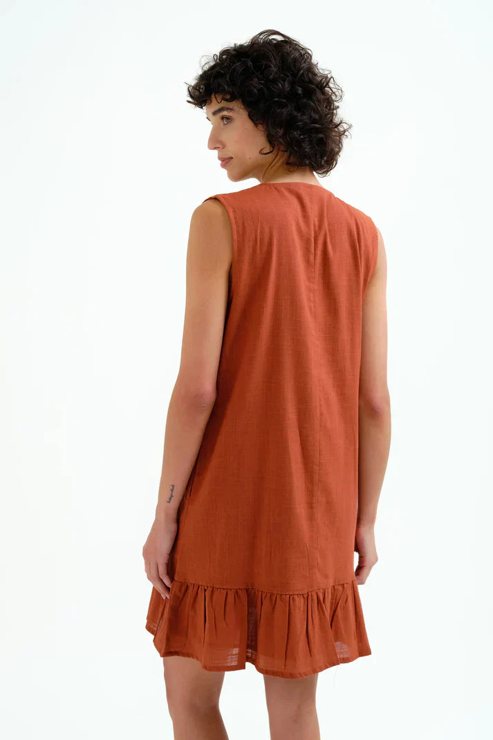 COMPAÑIA FANTASTICA VESTIDO CORTO 100% ALGODON MAR