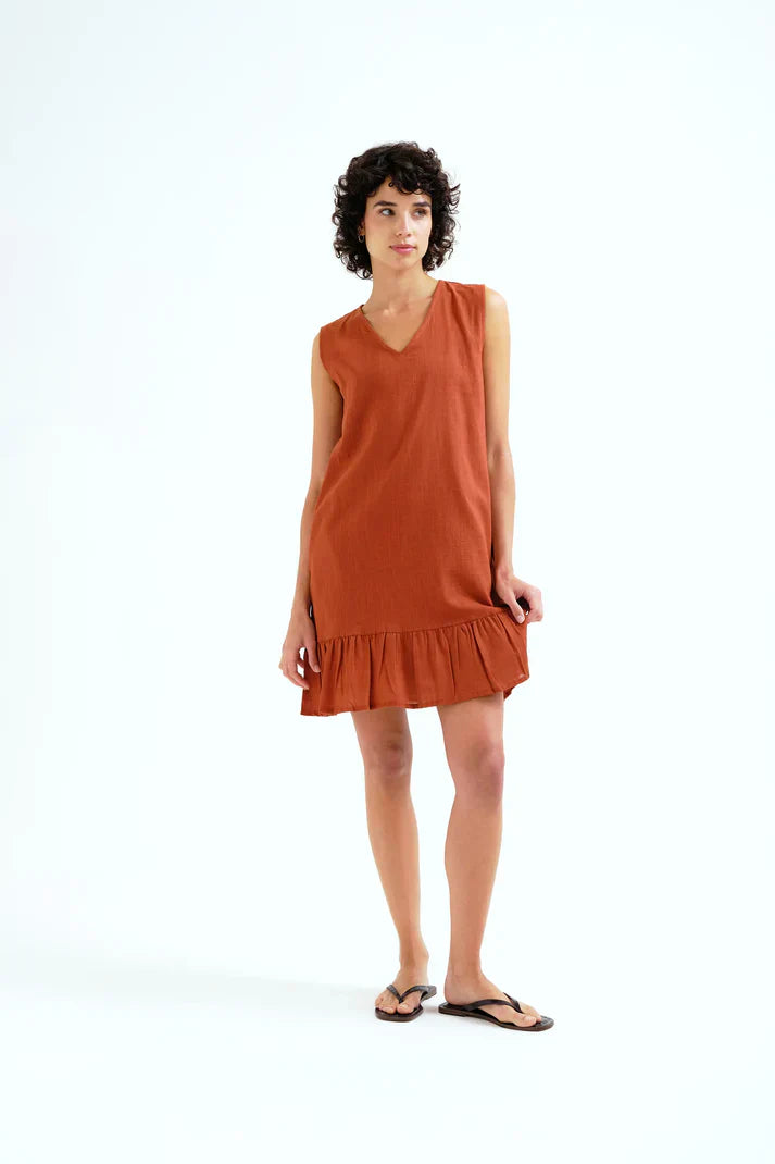 COMPAÑIA FANTASTICA VESTIDO CORTO 100% ALGODON MAR