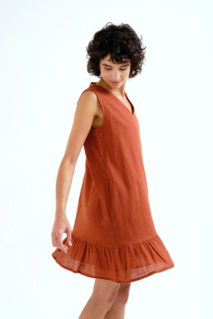COMPAÑIA FANTASTICA VESTIDO CORTO 100% ALGODON MAR