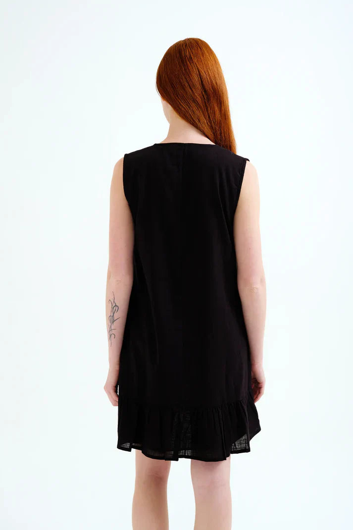 COMPAÑIA FANTASTICA VESTIDO CORTO 100% ALGODON NEGRO