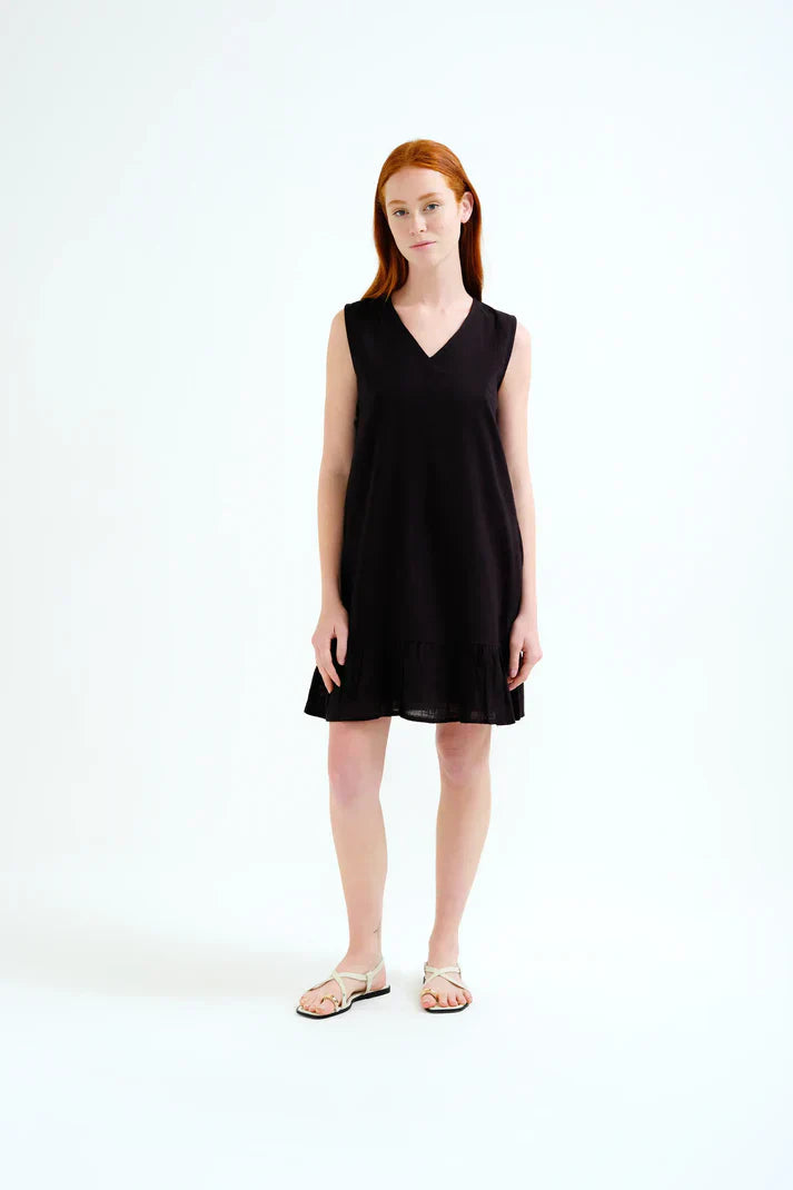 COMPAÑIA FANTASTICA VESTIDO CORTO 100% ALGODON NEGRO