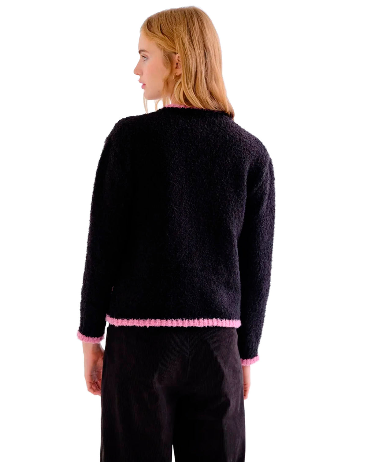 COMPAÑIA FANTASTICA CARDIGAN NEGRO CON DETALLES RO