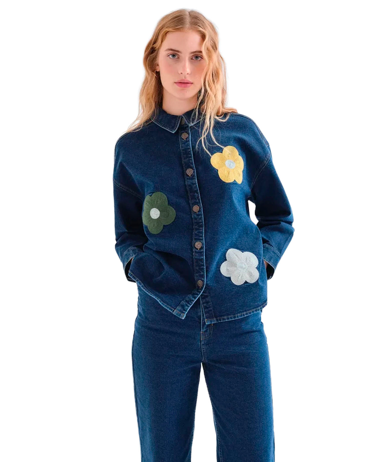 COMPAÑIA FANTASTICA CAMISA VAQUERA AZUL CON ESTAMP