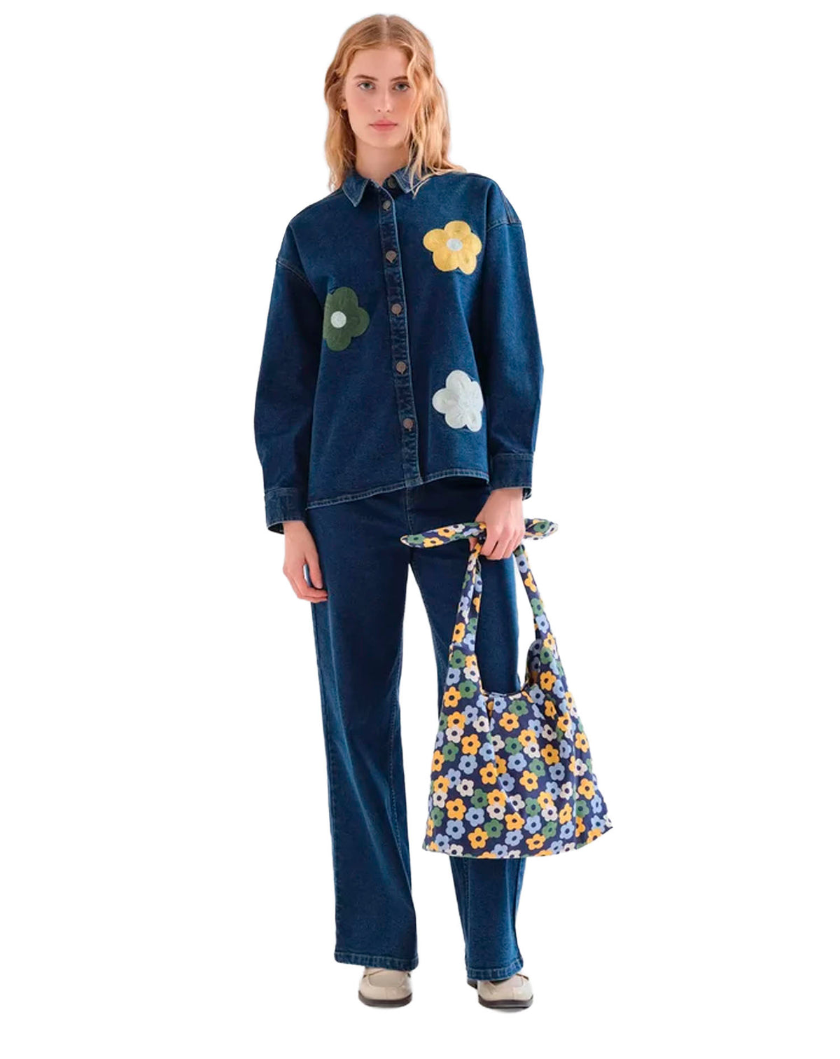 COMPAÑIA FANTASTICA CAMISA VAQUERA AZUL CON ESTAMP