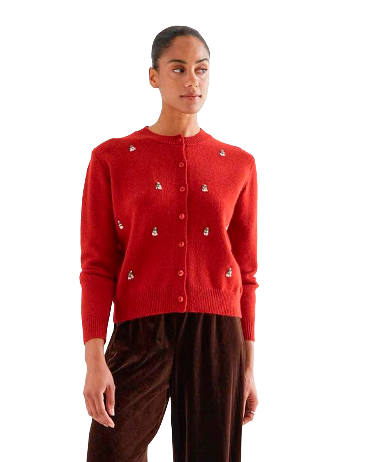 COMPAÑÍA FANTASTICA CÁRDIGAN PUNTO ROJO CON DETALL