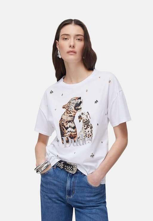 LIU JO ECS T SHIRT MODA M C BIANCO DUDES