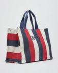 LIU JO L TOTE STRIPED CANVAS BLUE