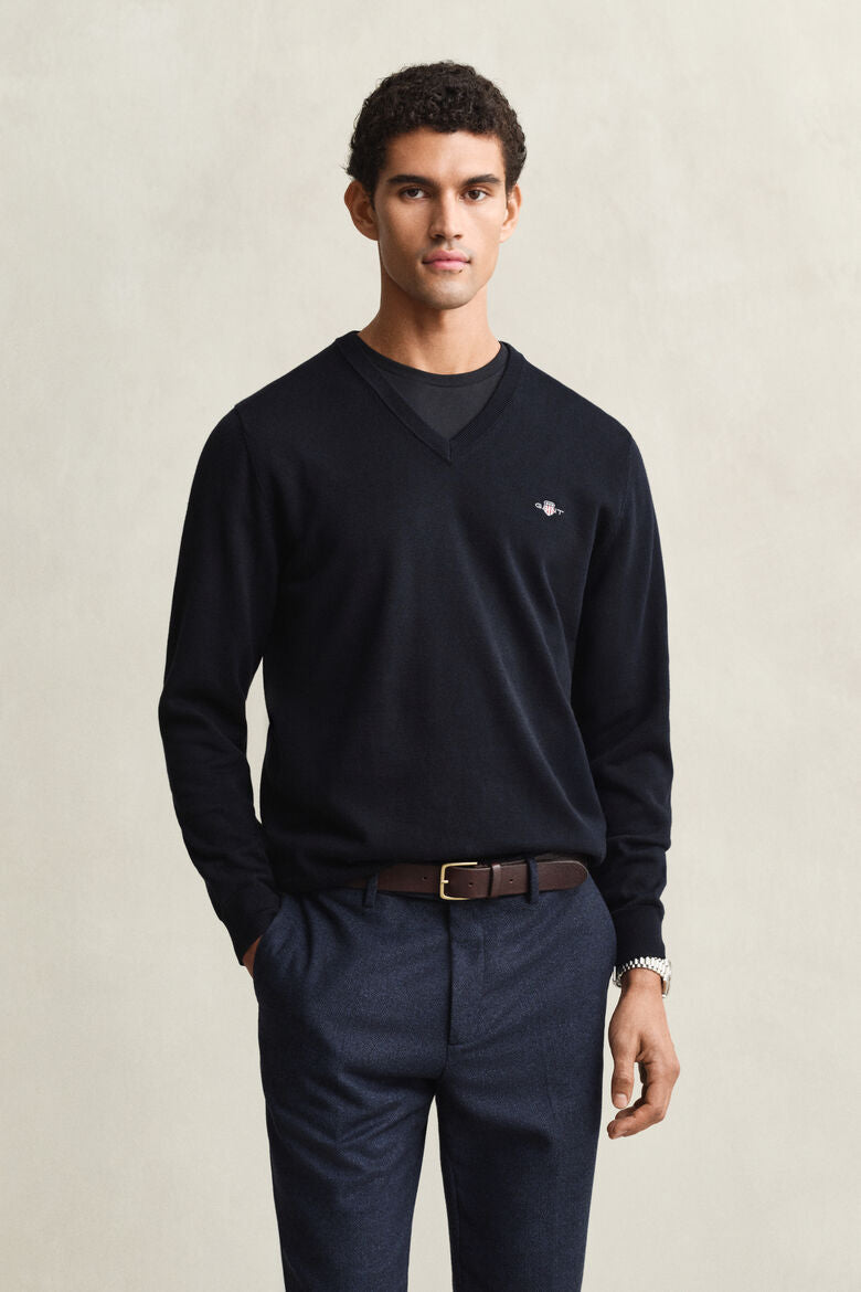GANT CLASSIC COTTON V NECK EVENING BLUE