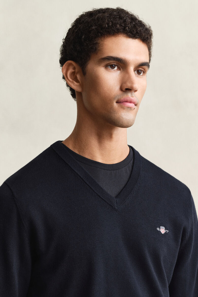 GANT CLASSIC COTTON V NECK EVENING BLUE