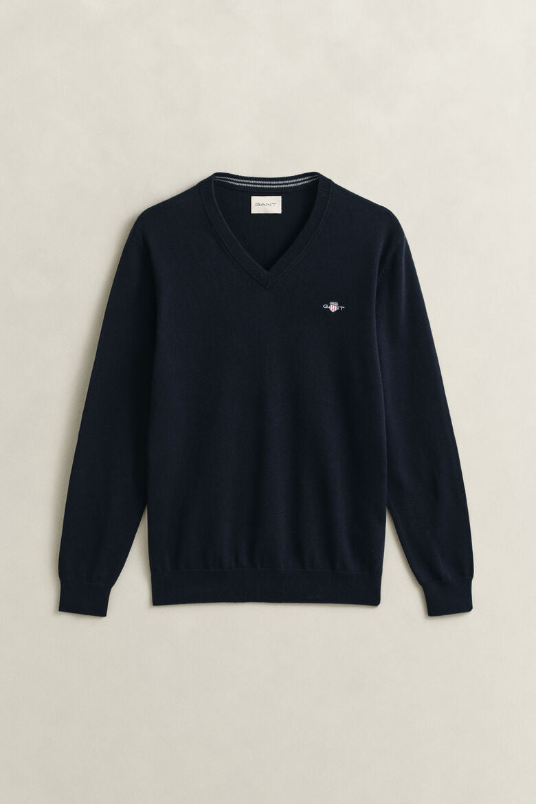 GANT CLASSIC COTTON V NECK EVENING BLUE