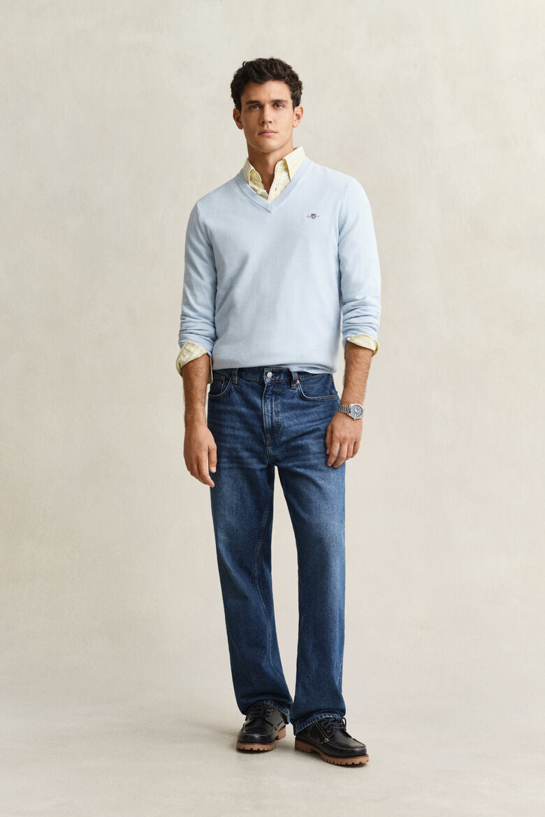 GANT CLASSIC COTTON V NECK FRESH BLUE