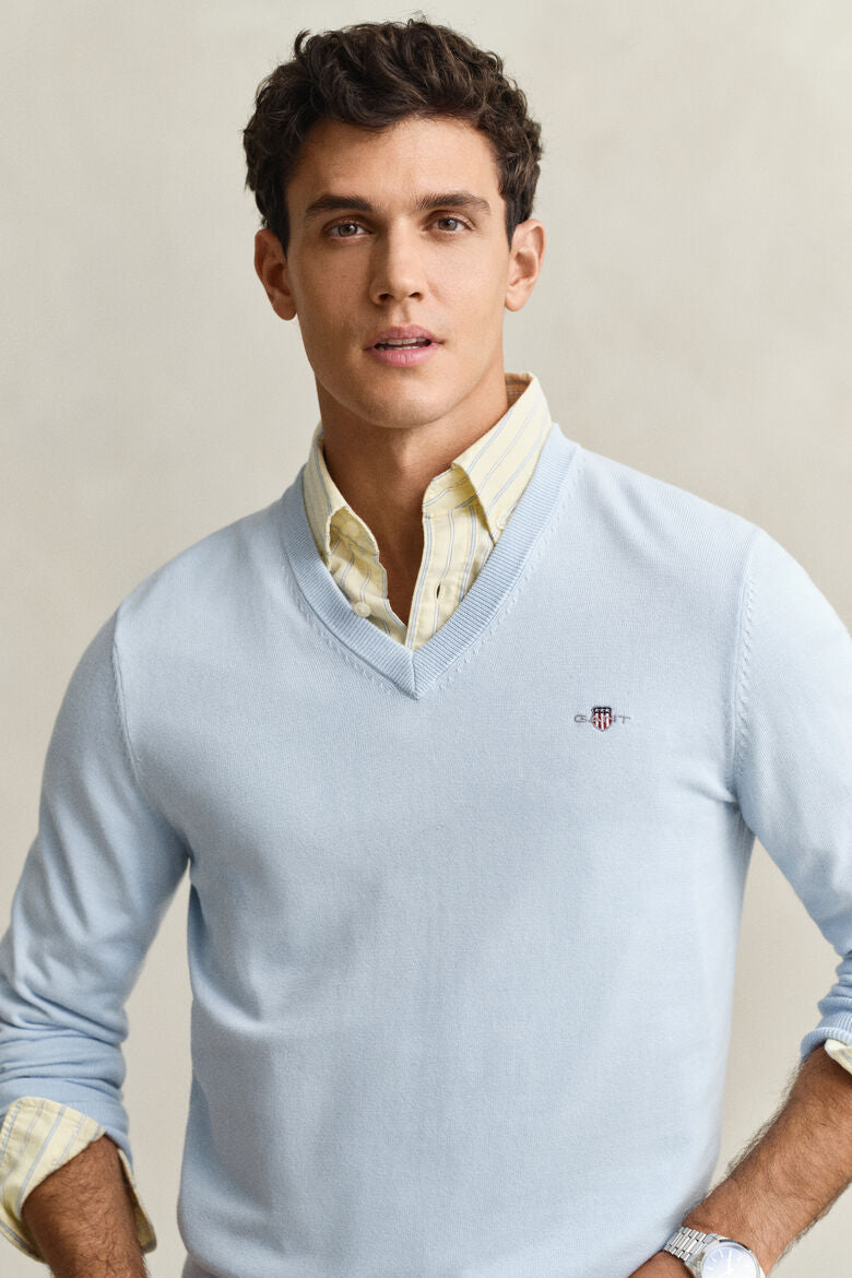 GANT CLASSIC COTTON V NECK FRESH BLUE