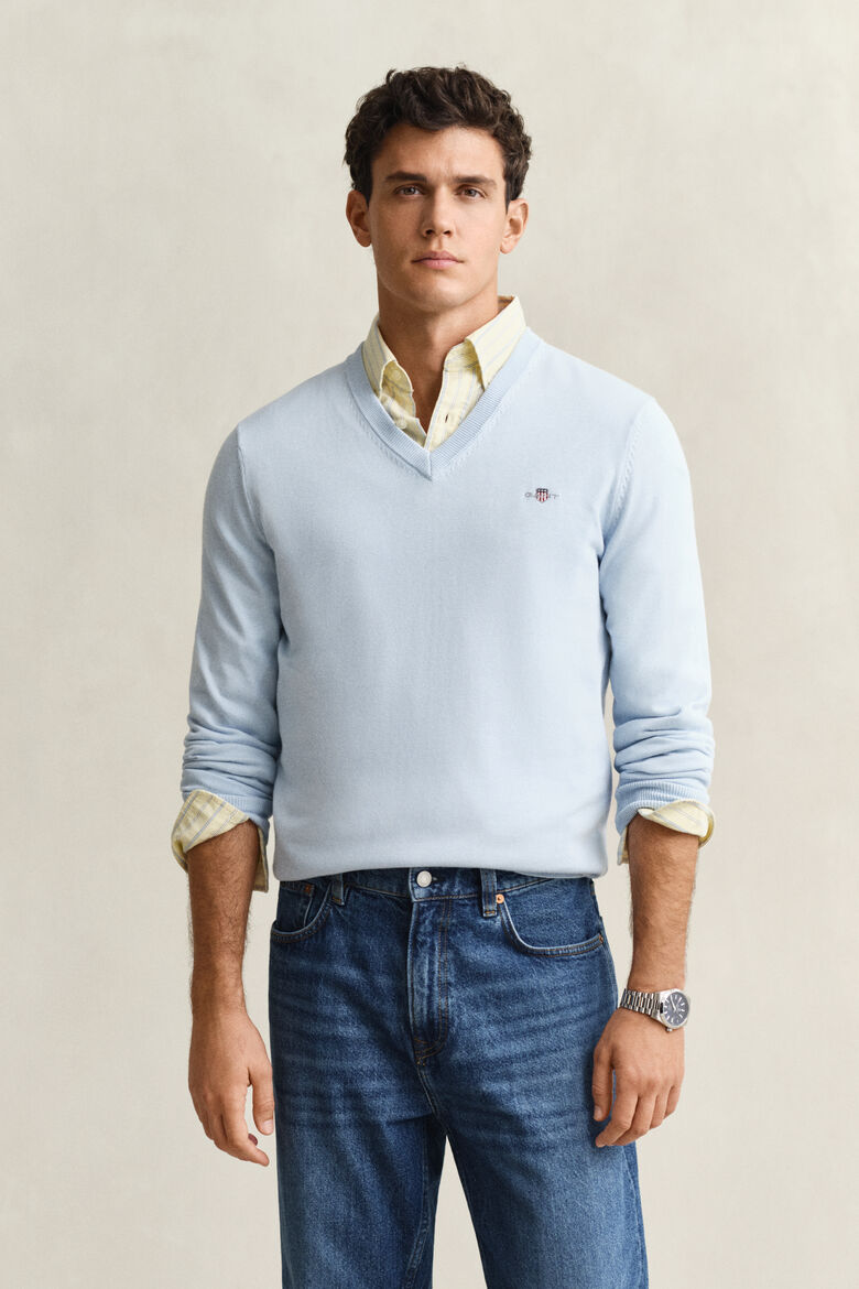 GANT CLASSIC COTTON V NECK FRESH BLUE