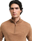 GANT EXTRAFINE MERINO WOOL HALF ZIP DK. SAND MELAN