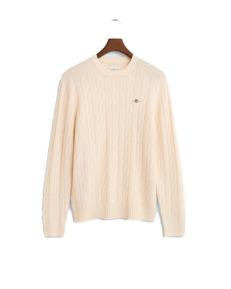 GANT LAMBSWOOL CABLE C NECK CREAM