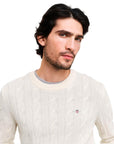 GANT LAMBSWOOL CABLE C-NECK CREAM