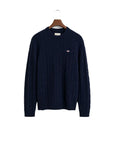 GANT LAMBSWOOL CABLE C-NECK NAVY