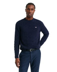 GANT LAMBSWOOL CABLE C-NECK NAVY