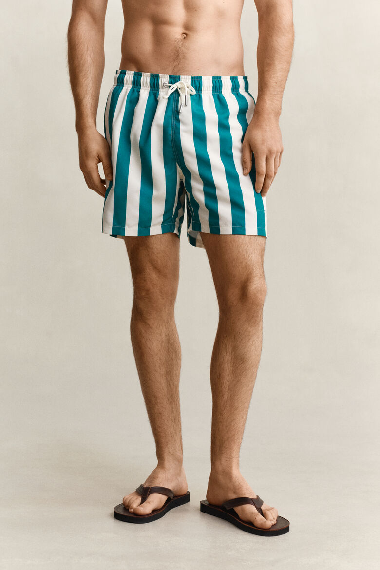 GANT BLOCK STRIPED SWIM SHORTS AQUA BLUE