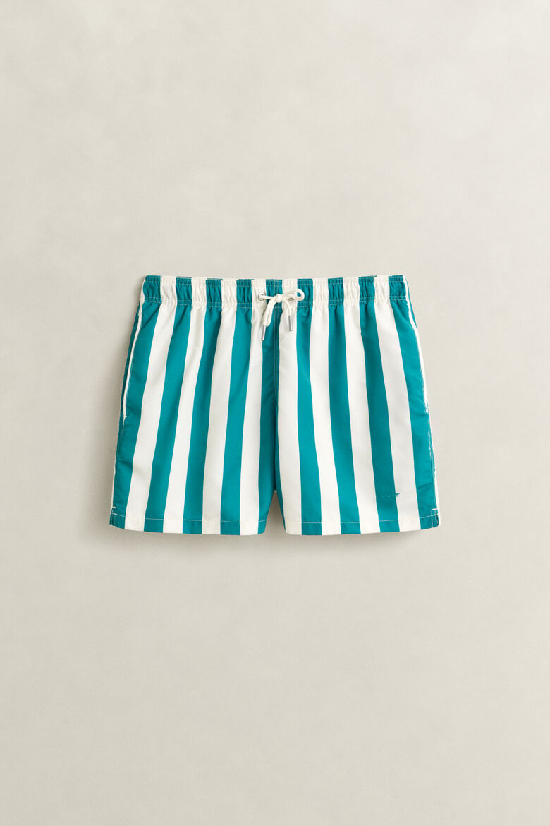 GANT BLOCK STRIPED SWIM SHORTS AQUA BLUE