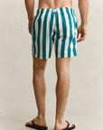 GANT BLOCK STRIPED SWIM SHORTS AQUA BLUE