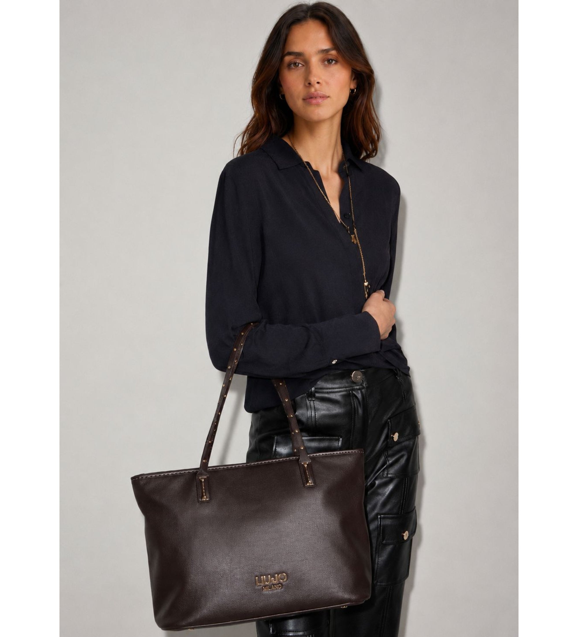 LIU JO SHOPPING BAG DEEP BROWN