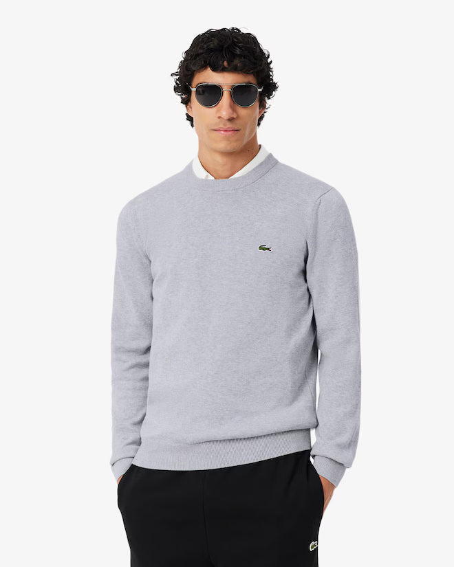 LACOSTE AB148 CREWNECKS SWEATERS MALE ARGENT CHINE
