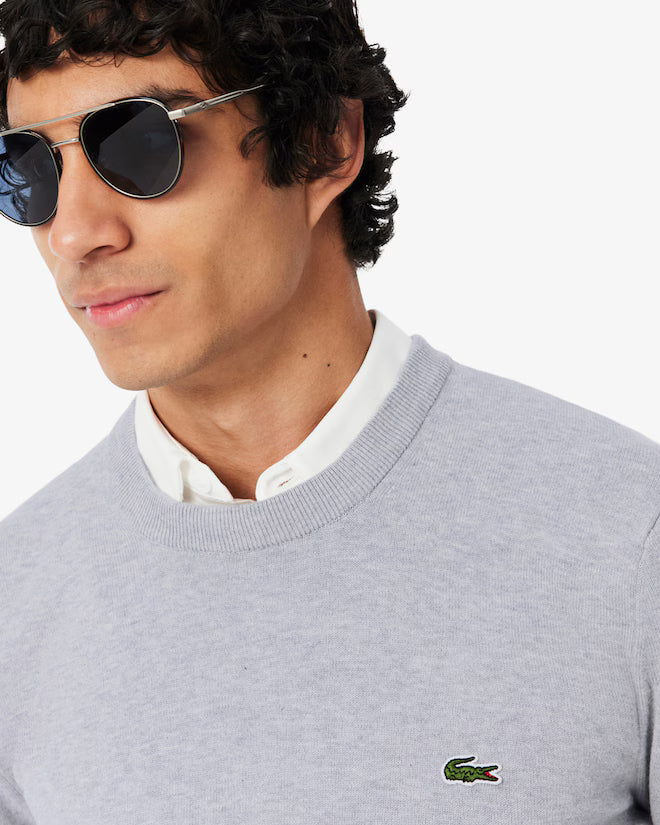 LACOSTE AB148 CREWNECKS SWEATERS MALE ARGENT CHINE