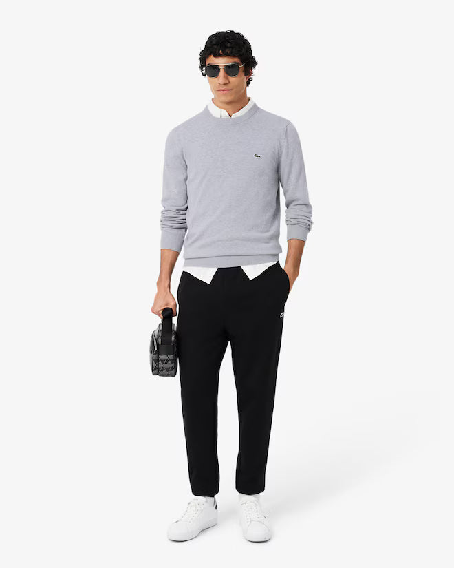 LACOSTE AB148 CREWNECKS SWEATERS MALE ARGENT CHINE
