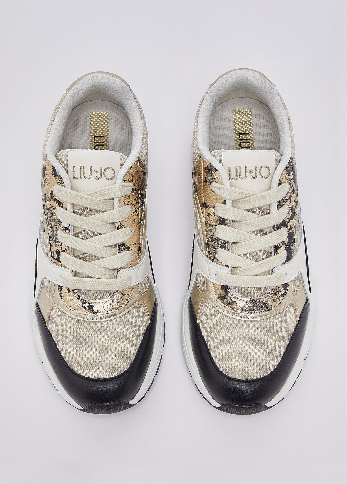 LIUJO ZAPATILLA EFECTO PITON NEGRO/DORADO