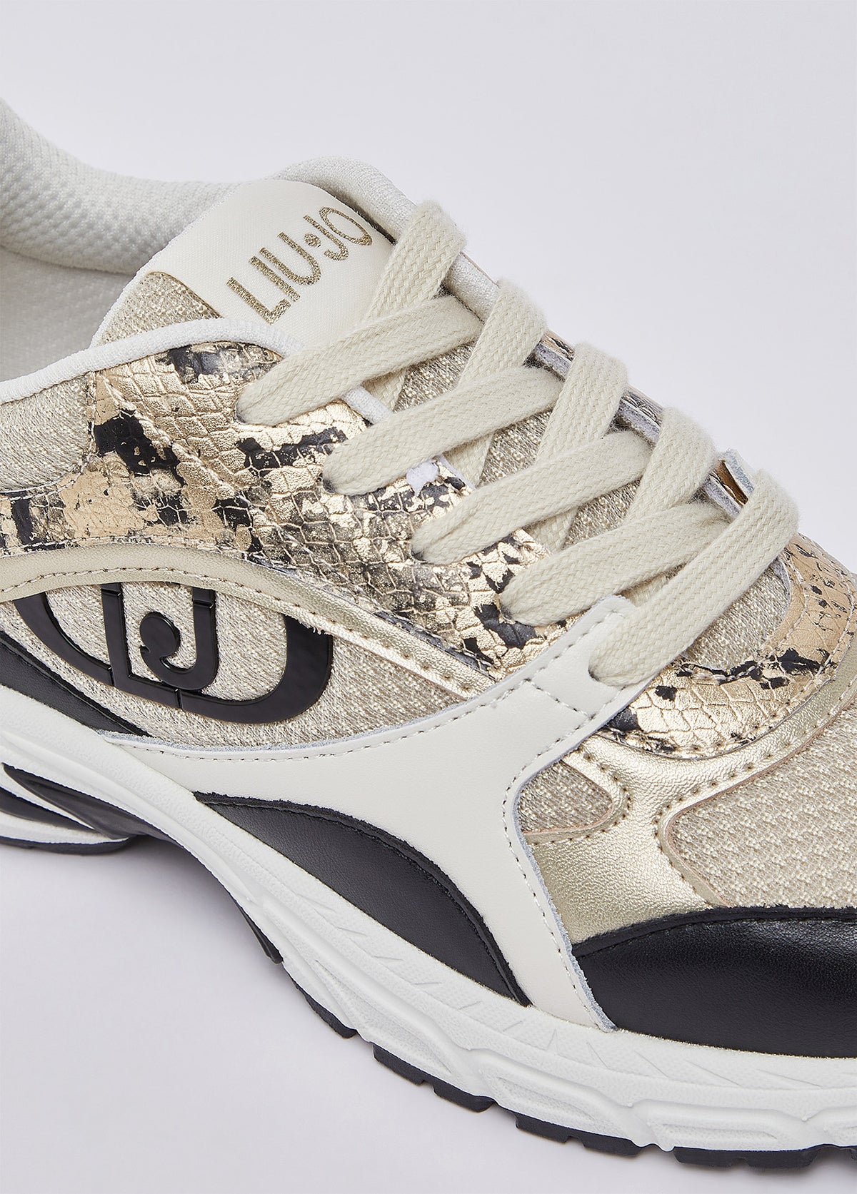 LIUJO ZAPATILLA EFECTO PITON NEGRO/DORADO