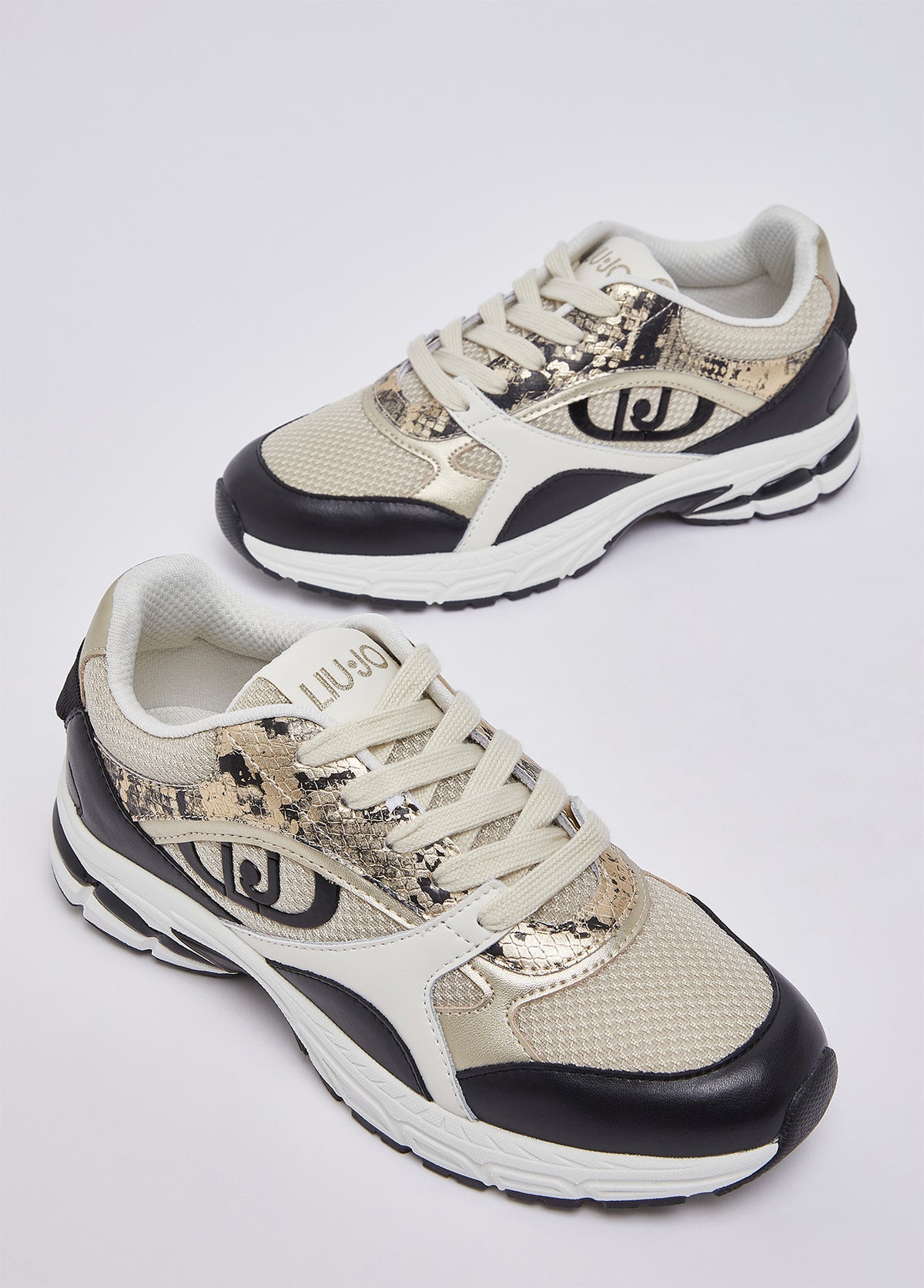 LIUJO ZAPATILLA EFECTO PITON NEGRO/DORADO
