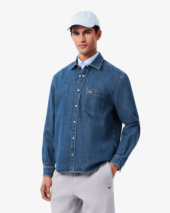 LACOSTE  CASUAL SHIRTS MALE ADULT WASHED DEEP